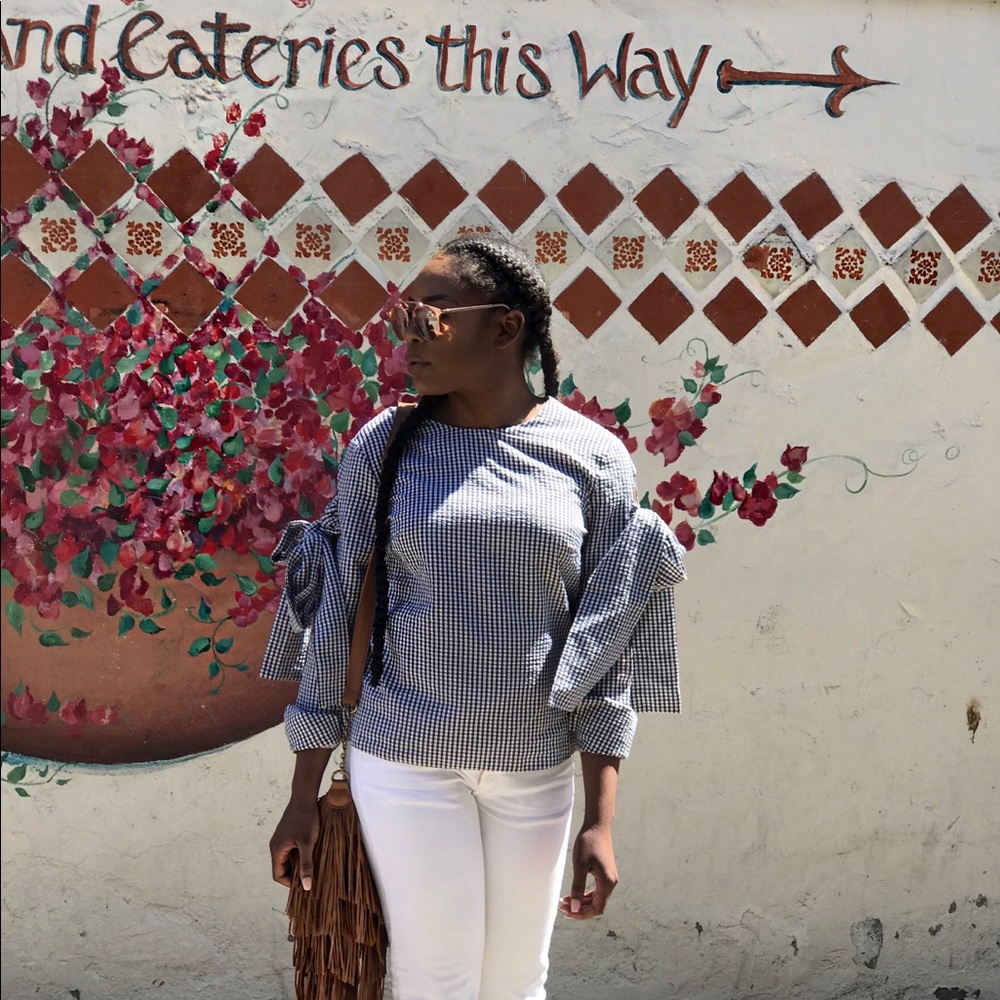 Boohoo Gingham Bow Sleeves